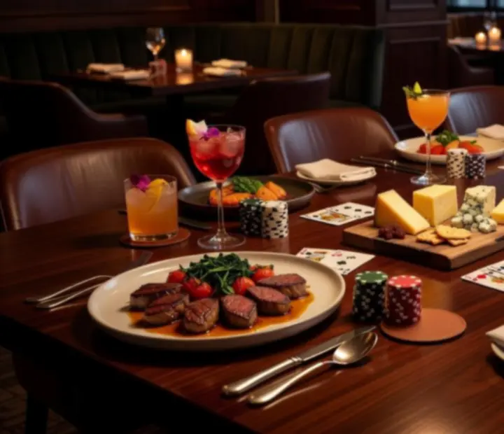 Seasonal Australian dishes and cocktails served beside a poker table