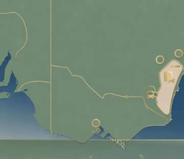 Map-style illustration showing Bluffand Brisket on the Australian coastal esplanade.